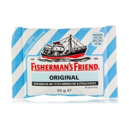 Fishermans Friend Original Μπλε Καραμέλες με γεύση Μινθόλης & Ευκάλυπτου Χωρίς ζάχαρη 25gr