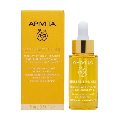 Apivita Beessential Oils Stregthening & Hydrating Day Oil, Έλαιο Προσώπου Ημέρας Συμπλήρωμα Ενδυνάμωσης και Ενυδάτωσης 15ml