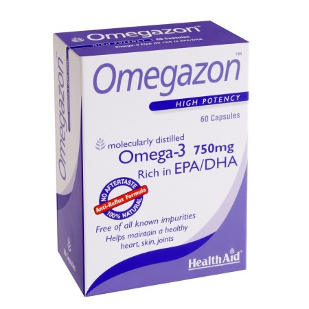Health Aid Omegazon 750mg, Συμπυκνωμένο Ιχθυέλαιο με Ωμέγα-3 Λιπαρά Οξέα 60 κάψουλες