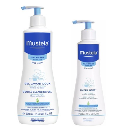 Mustela Gift Set Bebe Gentle Cleansing Gel 500ml & Bebe Hydra Body Lotion 300ml