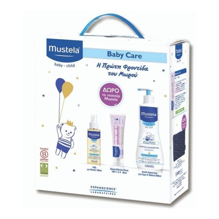 Mustela Promo Pack Gentle Cleansing Gel 500ml & Vitamin Barrier Cream 50ml & Baby Oil 110ml & Δώρο Νεσεσέρ