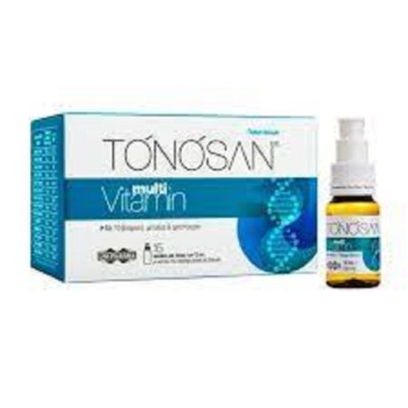 Uni-Pharma Tonosan Multivitamin Συμπλήρωμα Διατροφής Για Την Eνέργεια & Τόνωση Για Όλη Την Οικογένεια 15 Φιαλίδια x15ml