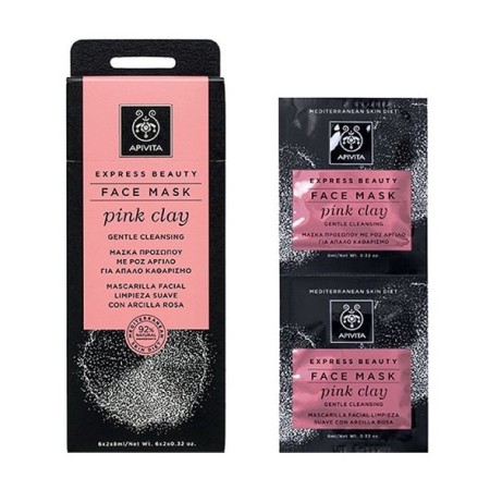 Apivita Express Beauty Μάσκα Προσώπου για Απαλό Καθαρισμό με Ροζ Άργιλο 2x8ml