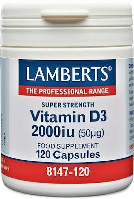 Lamberts Vitamin D3 2000iu (50mg) Συμπλήρωμα Διατροφής με Βιταμίνη D3, 120 κάψουλες 8147-120