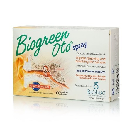Bionat Biogreen Oto Spray, Ωτικό Διάλυμα με Αντιβακτηριακή Δράση για Απομάκρυνση του Κεριού 13ml