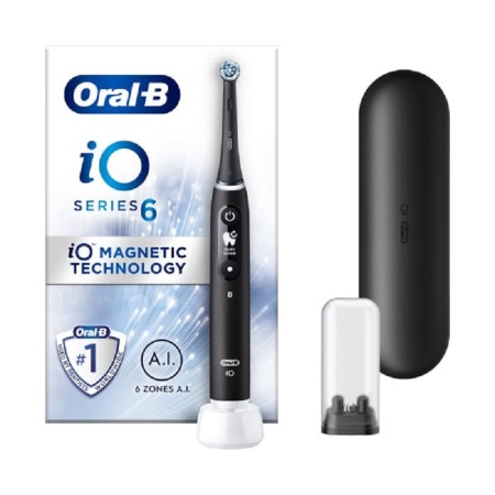 Oral-B iO Series 6 Ηλεκτρική Οδοντόβουρτσα με Χρονομετρητή, Αισθητήρα Πίεσης και Θήκη Ταξιδίου Black Lava