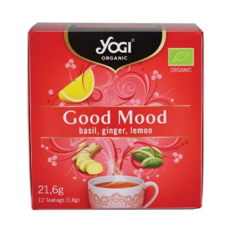 Yogi Tea Organic Good Mood 12 Φακελάκια - Τσάι Με Βασιλικό, Τζίντζερ & Λεμόνι Για Αναζωογόνηση & Καλή Διάθεση