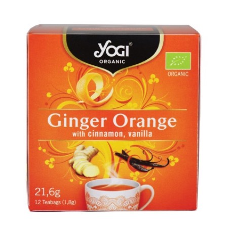 Yogi Tea Organic Ginger Orange 12 Φακελάκια - Τσάι Με Τζίντζερ, Πορτοκάλι, Κανέλα & Βανίλια Ρόφημα Βοτάνων Για Ενέργεια & Τόνωση