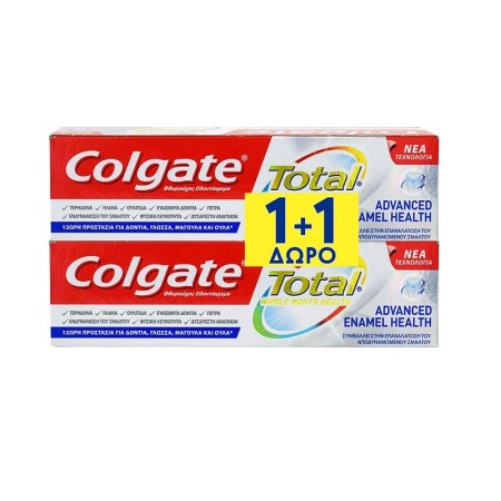 Colgate - Total Advanced Enamel Health Οδοντόκρεμα 1+1 ΔΩΡΟ 2 x 75ml