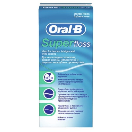 Oral-B Super Floss Οδοντικό Νήμα με Γεύση Μέντα 50τμχ