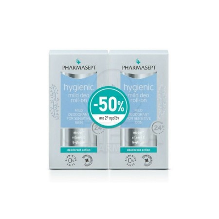 Pharmasept Hygienic Mild Αποσμητικό 24h σε Roll-On Χωρίς Αλουμίνιο 2x50ml με -50% Στο Δεύτερο Προϊόν