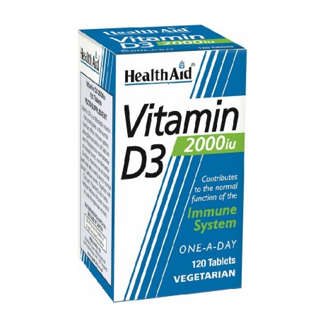 Health Aid Vitamin D3 2000iu Συμπλήρωμα Διατροφής με Βιταμίνη D3 120Tabs.