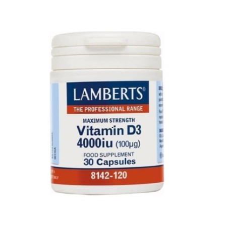 Lamberts Vitamin D3 4000iu, Συμπλήρωμα Διατροφής με Βιταμίνη D3, 30 κάψουλες 8142-30