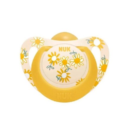 Nuk Ορθοδοντική Πιπίλα Καουτσούκ για 6-18 μηνών Star Λουλούδια Κίτρινο