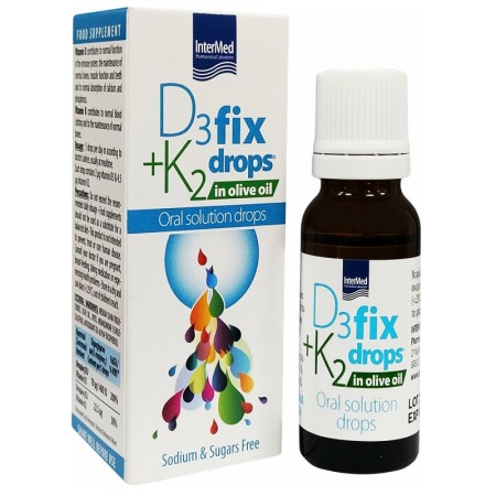 Intermed D3 + K2 Fix Drops In Olive Oil χωρίς Νάτριο & Σάκχαρα 12ml