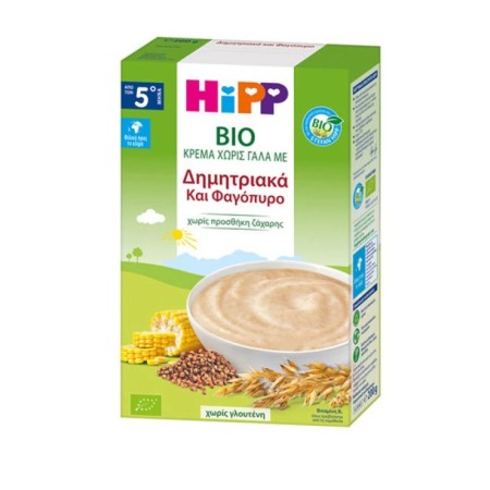 Hipp Bio Κρέμα Χωρίς Γάλα με Δημητριακά & Φαγόπυρο 5m+ 200gr