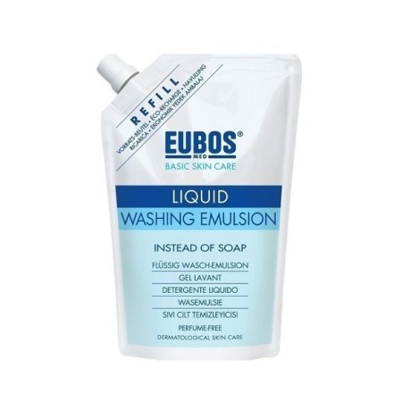 Eubos Blue Liquid Washing Emulsion Refill, Ανταλλακτικό Υγρό Καθαρισμού Προσώπου και Σώματος χωρίς Άρωμα 400ml