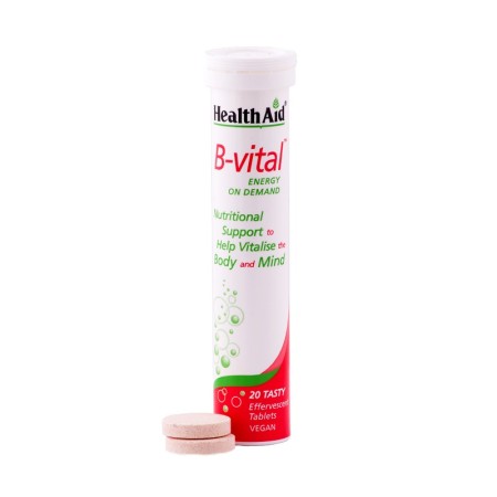 Health Aid B-Vital, Σύμπλεγμα Βιταμινών Β, C και Μετάλλων με Γεύση Βερίκοκο 20 ταμπλέτες