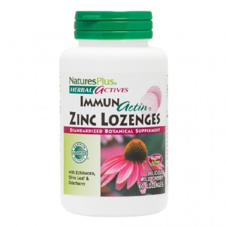 Natures Plus Herbal Actives ImmunActin Zinc Lozenges 60 παστίλιες