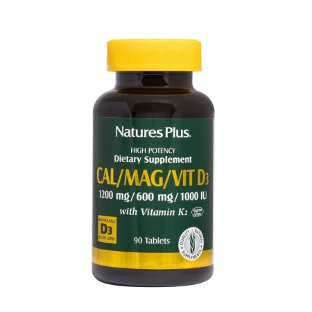 Natures Plus Cal/Mag/Vit D3 With Vitamin K2 90 ταμπλέτες