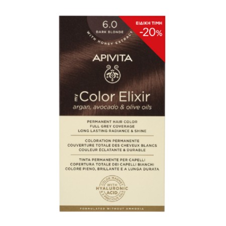 Apivita My Color Elixir 6.0, Βαφή Μαλλιών Ξανθό Σκούρο 1τμχ (-20% Μειωμένη Αρχική Τιμή)