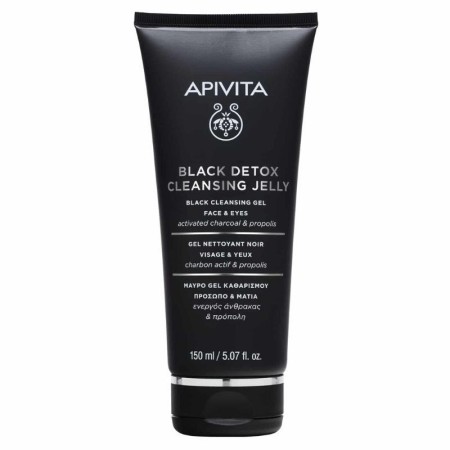 Apivita Black Detox Cleansing Jelly Μαύρο Gel Καθαρισμού Προσώπου & Ματιών 150ml