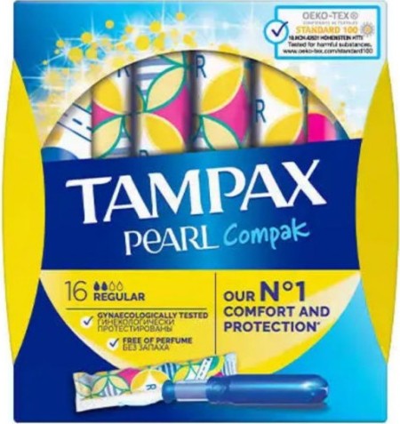 Tampax Pearl Compak Regular Ταμπόν Υψηλής Απορροφητικότητας, 16 τεμάχια