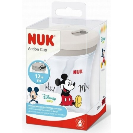 Nuk Action Cup Disney Mickey Mouse 12m+ Εκπαιδευτικό Κύπελλο με Καλαμάκι, 230ml