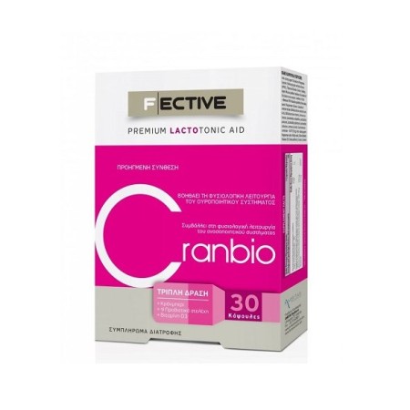 Fective Premium Lactotonic Aid Cranbio, Συμπλήρωμα Διατροφής με Κράνμπερι για Προστασία του Ουροποιητικού Συστήματος 30caps