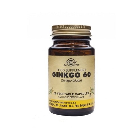 Solgar Ginkgo Biloba 60, Συμπλήρωμα Διατροφής για Ενίσχυση της Μνήμης 60 φυτικές κάψουλες