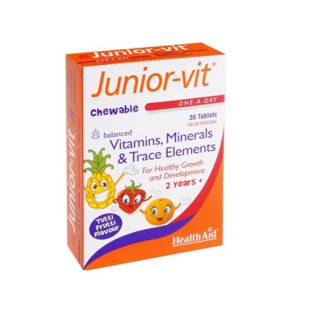 Health Aid Junior-vit, Πολυβιταμίνες με Γεύση Tutti Frutti 30 μασώμενες ταμπλέτες