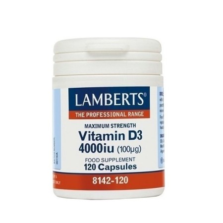 Lamberts Vitamin D3 4000iu (100mg) Συμπλήρωμα Διατροφής Βιταμίνης D3 120 κάψουλες 8142-120