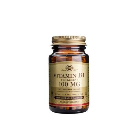 Solgar B-1 100mg, Βιταμίνη Β1 (Θειαμίνη) 100 φυτικές κάψουλες