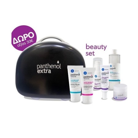 Medisei Panthenol Extra Beauty Set, 6 Προϊόντα Περιποίησης Προσώπου + ΔΩΡΟ Νεσεσέρ Μαύρο αξίας 30€