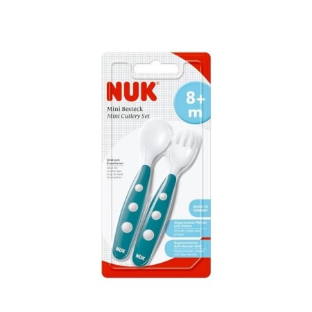 Nuk Mini Cutlery Set, Εκπαιδευτικό Σετ Κουτάλι & Πιρούνι (από 8 μηνών) 2τμχ
