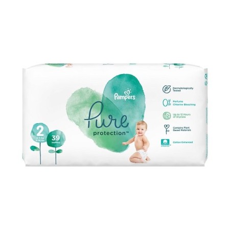 Pampers Pure Protection No.2 (4-8kg) Πάνες 39τμχ