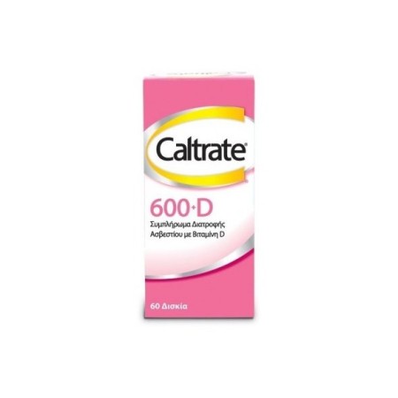 Caltrate 600+D, Συμπλήρωμα Διατροφής Ασβεστίου με Βιταμίνη D3, 60 δισκία