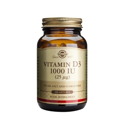 Solgar Vitamin D3 1000iu, Βιταμίνη D3 100 μαλακές κάψουλες