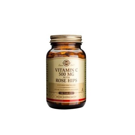Solgar Vitamin C 500mg with Rose Hips, Βιταμίνη C για Ενίσχυση του Ανοσοποιητικού 100 ταμπλέτες