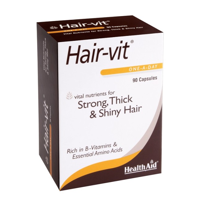 Health Aid Hair-vit, Strong, Thick & Shiny Hair, Συνδυασμός Βιταμινών για Δύναμη, Όγκο & Λαμπερά Μαλλιά 90caps