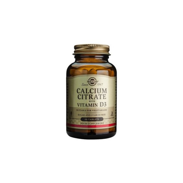 Solgar Calcium Citrate with Vitamin D3 250mg 60 ταμπλέτες