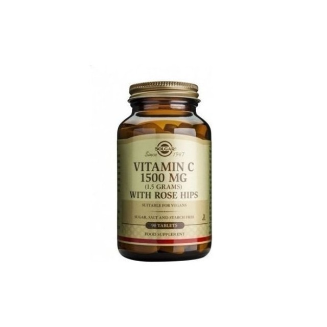 Solgar Vitamin C 1500mg with Rose Hips, Βιταμίνη C για Ενίσχυση του Ανοσοποιητικού 90 ταμπλέτες