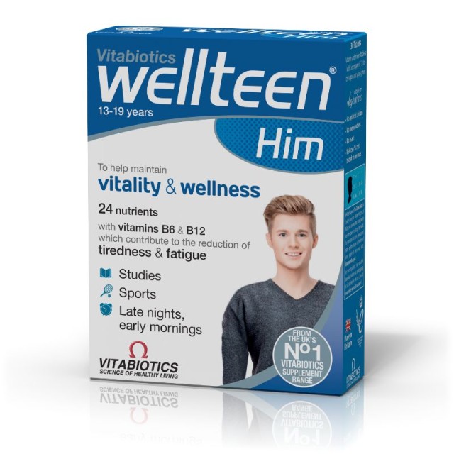 Vitabiotics Wellteen Him, Συμπλήρωμα Διατροφής για εφήβους & νέους άντρες 13-19 ετών 30tabs
