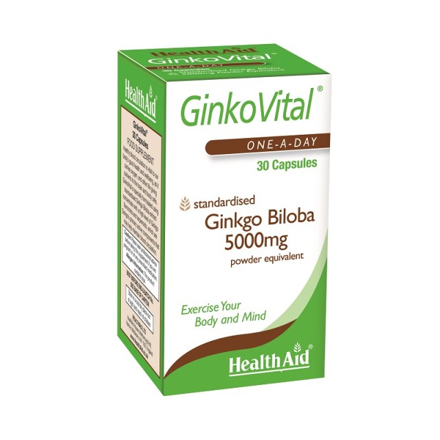 Health Aid GinkoVital Ginkgo Biloba 5000mg, Συμπλήρωμα Διατροφής με Εκχύλισμα Ginkgo Biloba 30 κάψουλες