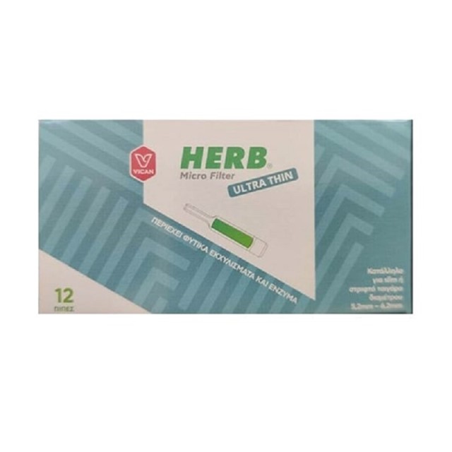 Vican Herb Micro Filter Ultra Thin Πίπες με Φυτικά Εκχυλίσματα & Ένζυμα για Slim ή Στριφτό Τσιγάρο 12τμχ