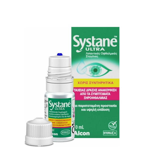 Alcon Systane Ultra Χωρίς Συντηρητικά Λιπαντικές Οφθαλμικές Σταγόνες ταχείας δράσης 10ml
