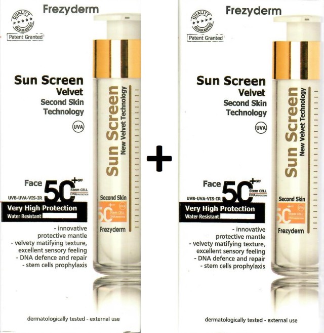 Frezyderm PROMO Sun Screen Velvet Face Cream Spf50+ Αντιηλιακή Κρέμα Προσώπου Πολύ Υψηλής Προστασίας 1+1