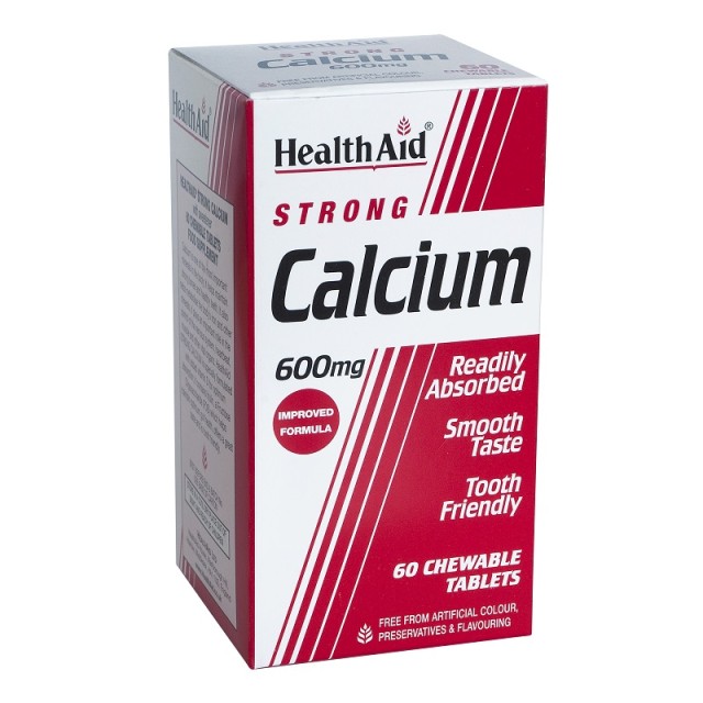 Health Aid Calcium Ενισχυμένο Ασβέστιο 600mg +Βιτ. D 60 Μασώμενες Ταμπλέτες