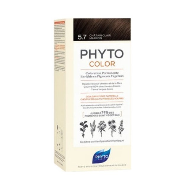 Phyto Phytocolor Light Chestnut Brown 5.7, Βαφή Μαλλιών Καστανό Ανοιχτό Μαρόν 1τεμ