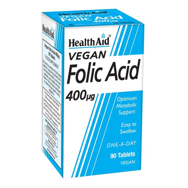 Health Aid Folic Acid 400mg, Φολικό Οξύ Ιδανικό Για Την Περίοδο της Εγκυμοσύνης 90tabs
